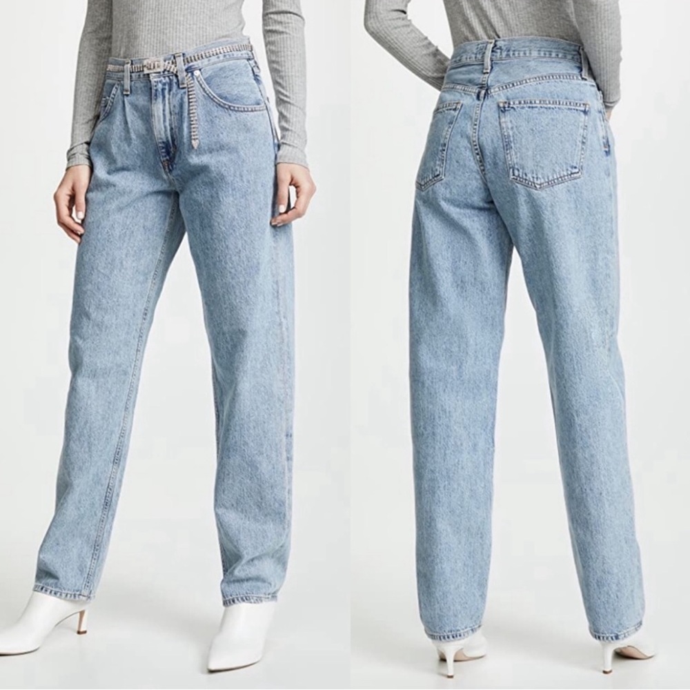 AGOLDE BAGGY JEANS WITH PLEATS COLOR LARK SIZE 26
